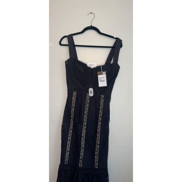 Self-Portrait NWT coquette Black floral Bodycon lace sleeveless midi dress US 4 - Picture 7 of 16